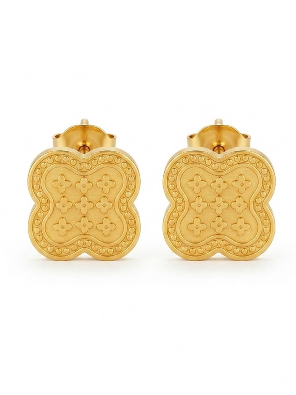 New 18K Gold Plated Four Leaf Clover Small Stud Earrings